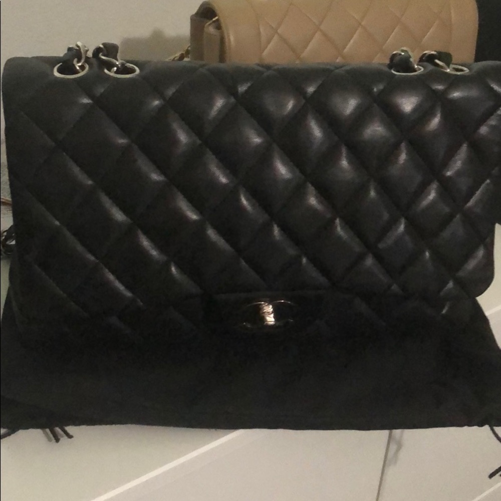 NFS Black Lambskin Chanel Jumbo Single Flap